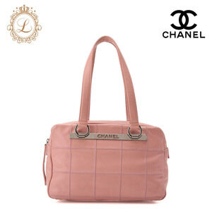 Chanel Shoulder Bag the Chocolate logo caviar leather pink